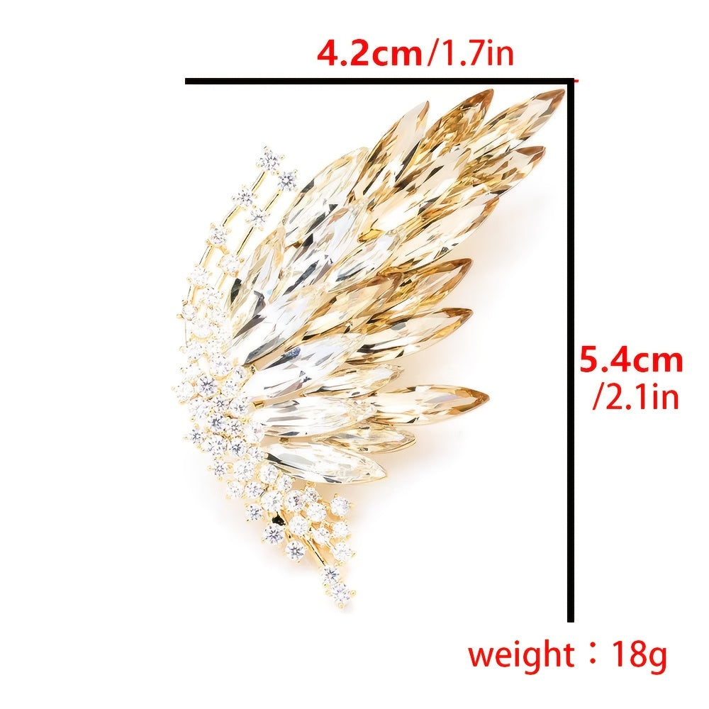 Introducing a one-of-a-kind, romantic half butterfly brooch with luxurious appeal. This elegant gradient crystal brooch features a fashionable insect design with stunning golden plating. Perfect for both men and women, these versatile accessories can be