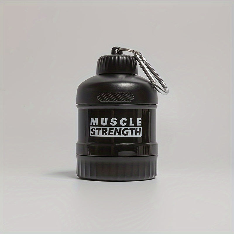 Portable protein powder container with a multi-tier plastic bottle for gym and outdoor sports, with a keychain. Size 7cm X 11cm/20cm/15.5cm.