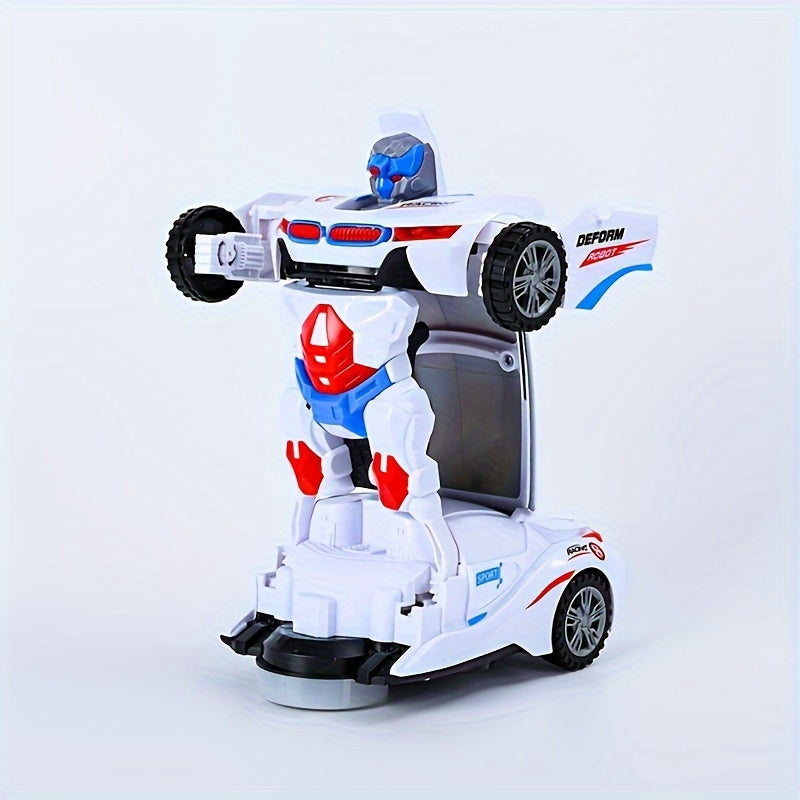 Electric toy for kids aged 3-6: Police Car Robot that transforms with lights and sounds