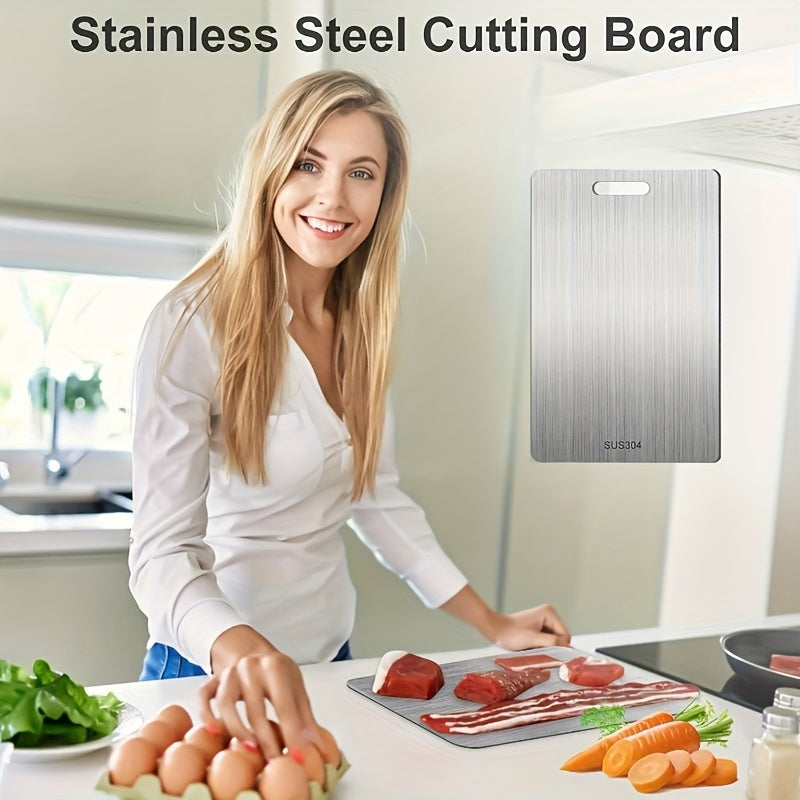 Premium Titanium Steel Dual-Sided Cutting Board - 1 piece, Food Grade, Maintains Original Flavor