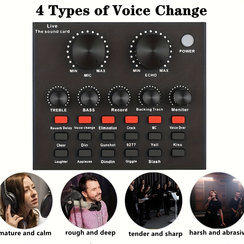 Podcast Equipment Kit with BM800 Microphone and V8 Sound Card, ideal for recording, singing, streaming, and gaming.