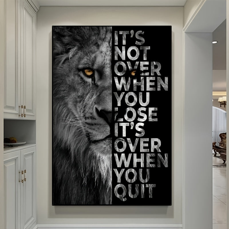 Lion motivational poster canvas print for home or office decor, size 39.88*59.94cm, unframed.