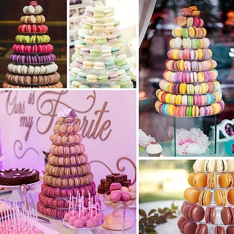 One 10-tier macaron display stand for various events including weddings, birthdays, and holidays.