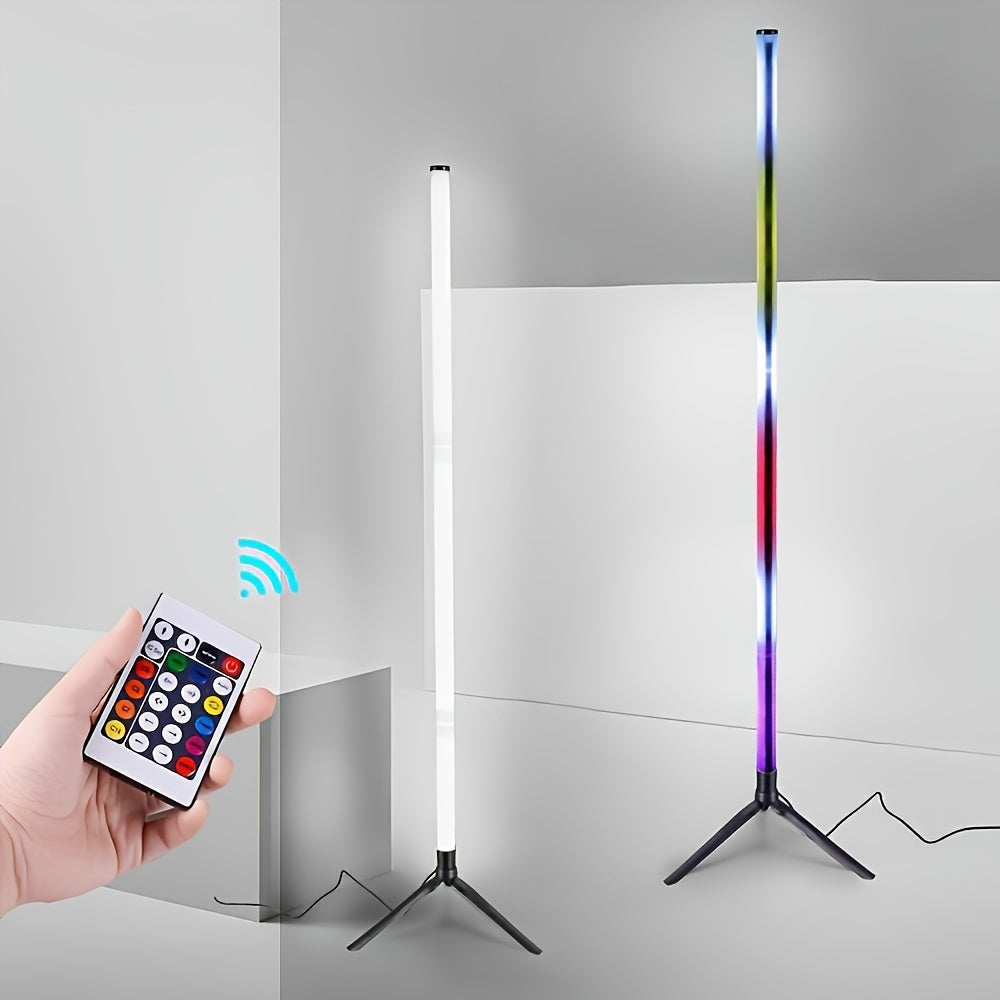 Shustar smart floor lamp features RGB lighting and remote control. Ideal for living rooms, bedrooms, and game rooms.  USB-powered with Scandinavian design.