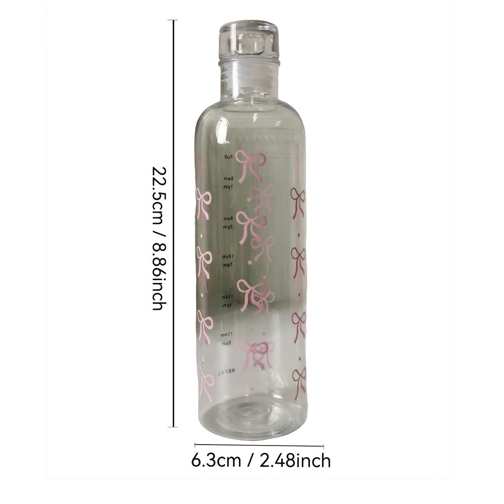 Large Capacity Plastic Water Bottle with Bowknot Print, Lightweight and PVC-Free, Great for Cycling & Outdoor Activities, Ideal Gift for Various Occasions.