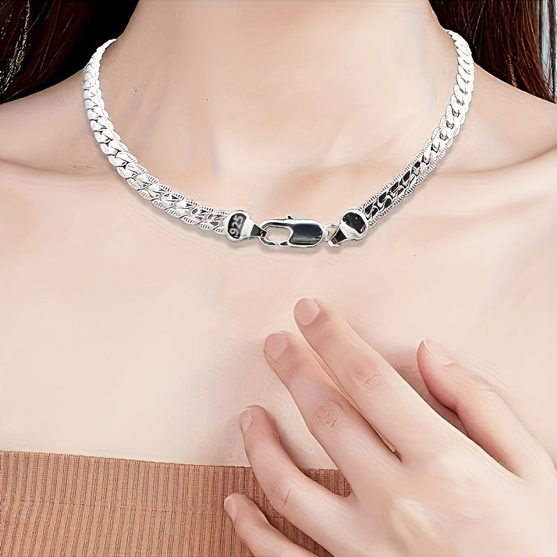 Sterling silver luxury necklace chain, 50cm/20in, for women and men. Perfect for weddings, engagements, and fashion.