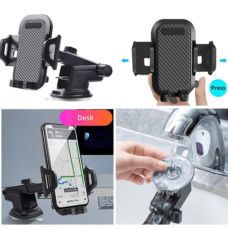 Sturdy 36.29KG Suction Cup Car Phone Holder with Adjustable, Waterproof Dashboard & Air Vent Mount, 360° Rotation, Telescopic Arm for Optimal Viewing, Compatibility