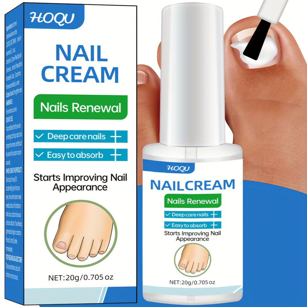 HOQU Nail Renewal Cream: Strong formula for discolored, thick, yellowed nails, Alcohol-free, revitalizes, strengthens, and prevents reinfection.