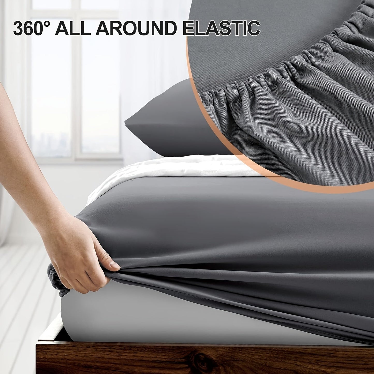 High-end hotel-style fitted sheet made from extremely soft brushed microfiber, featuring deep pockets for a perfect fit. This breathable, hypoallergenic and wrinkle-resistant bedding is machine washable and comes in a solid color with no embellishments -