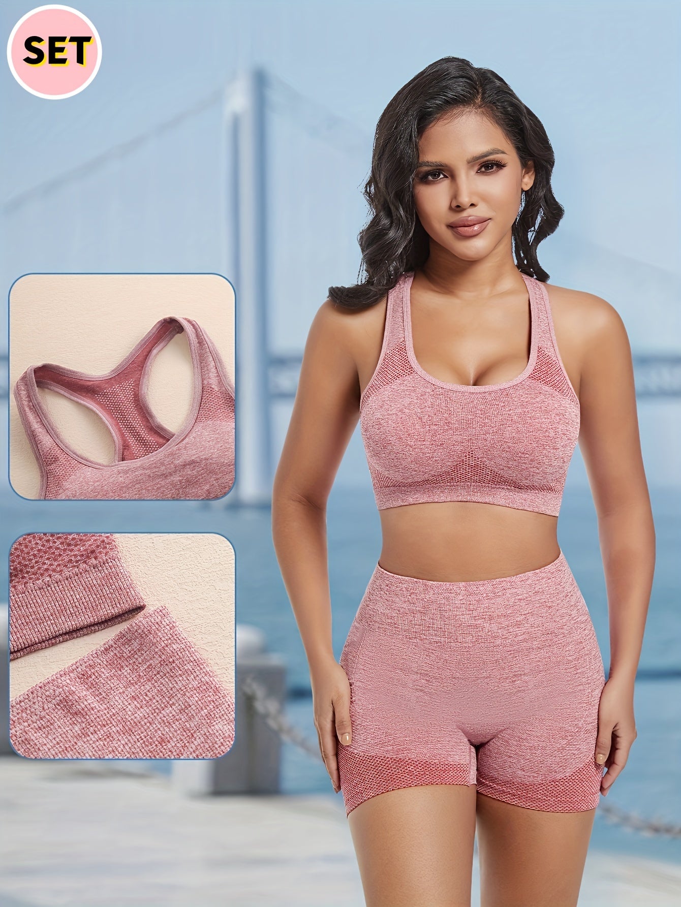 Fast-drying yoga sports underwear set for women, featuring shockproof and moisture-absorbing bra and panties.