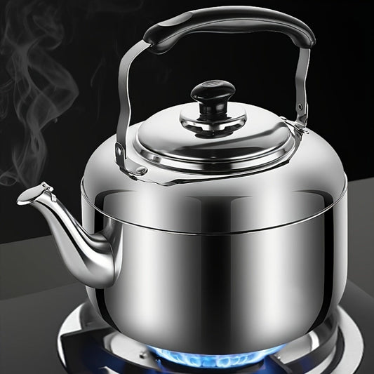 No Electricity Needed: 4L Stainless Steel Whistling Tea Kettle with Heat-Resistant Handle for Stovetop Brewing.