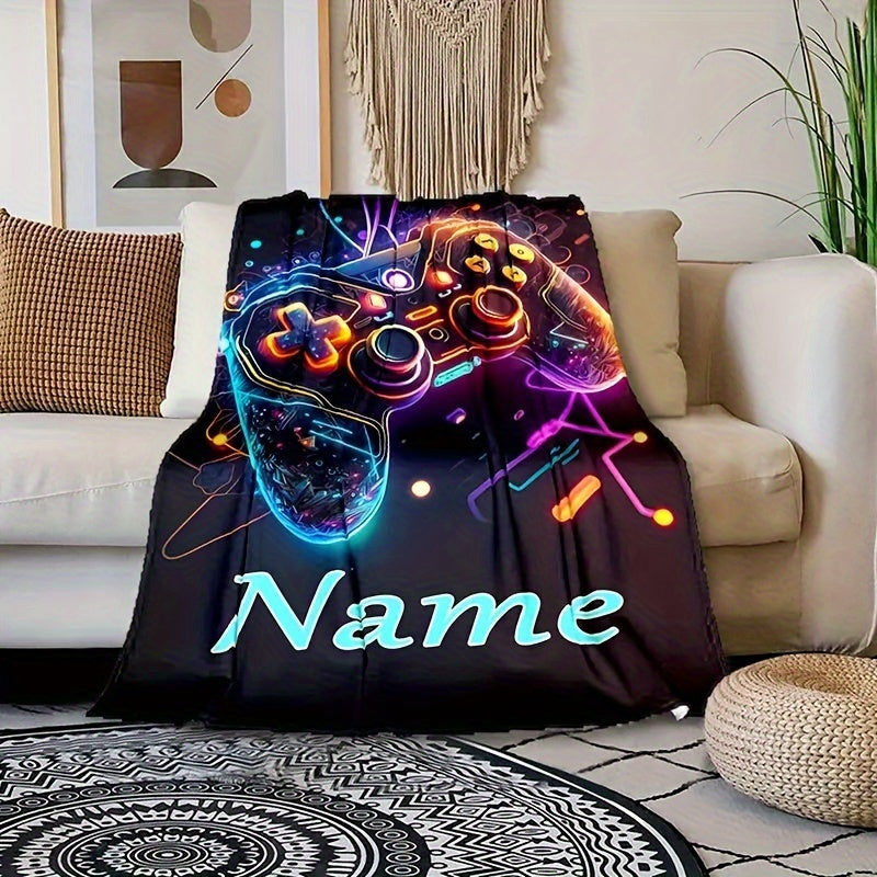 This personalized Custom Gaming Controller Print Blanket is perfect for staying cozy and warm in various settings such as your couch, bed, while traveling, camping, in the living room, or at the office. It is machine washable for easy care and provides