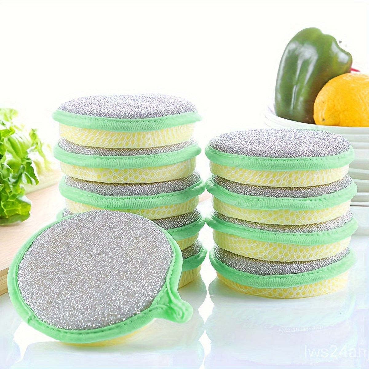 Contemporary Style Polyester Dish Scrubber in a Pack of 1, Non-Stick Oil, High Absorbency, Round Shape, Hand Wash Only, Space Theme Woven Towel for Kitchen Cleaning.