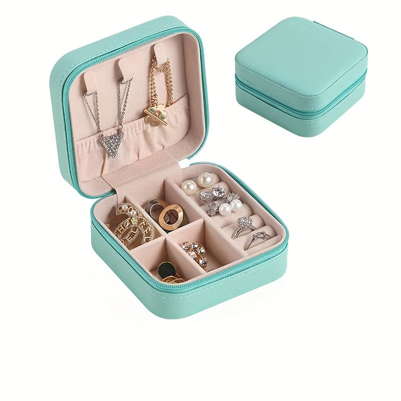 Convenient Travel Jewelry Organizer in Macaroon Color, Sleek and Compact Design for Earrings, Necklaces, Rings