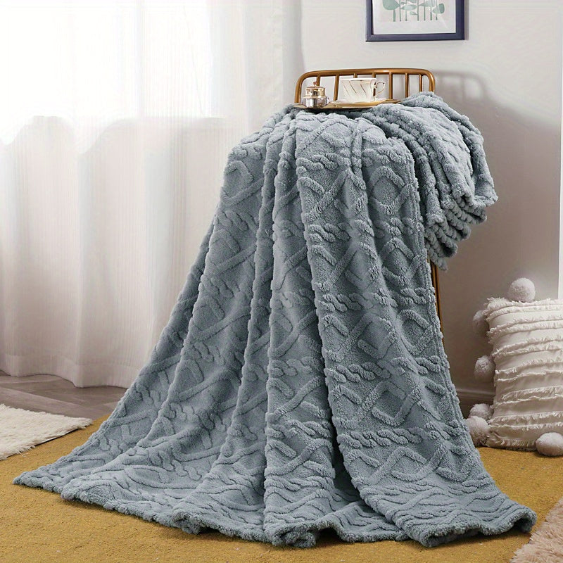 Luxurious Lamb Fleece Blanket with Stylish 3D Design, Plush and Cozy Thick Material, Ideal for Bed, Couch, or Travel. Soft, Warm, and Multipurpose for All Seasons.