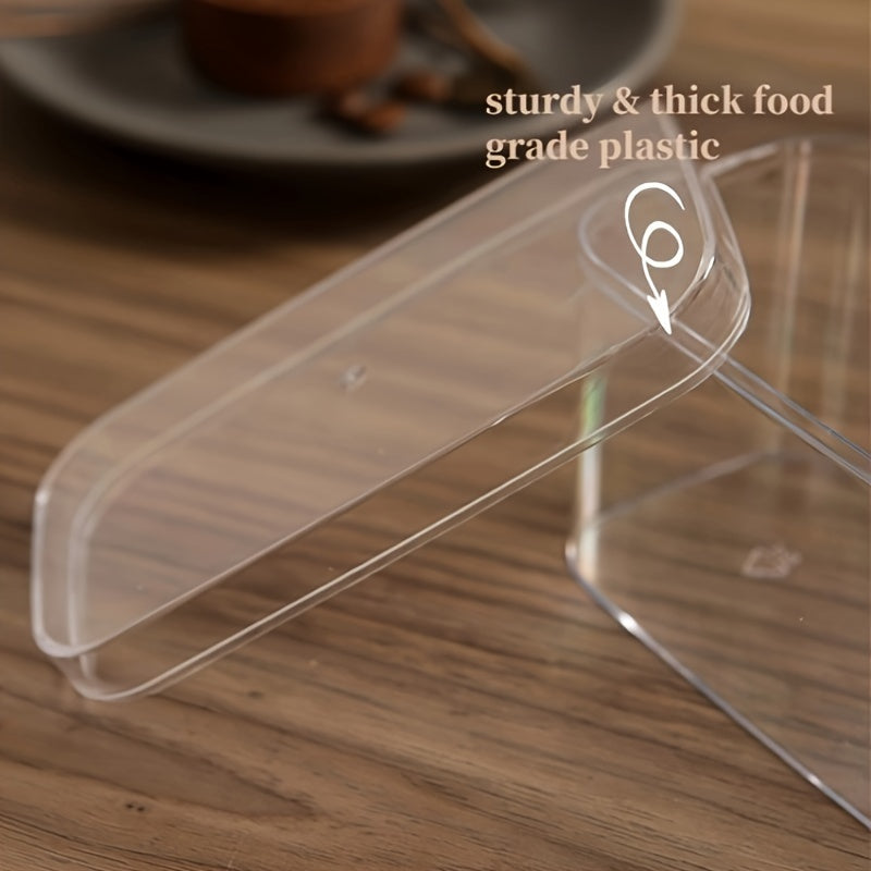 Set of 10 Clear Plastic Dessert Containers, Ideal for Bakery Treats, Durable and Reusable for Homemade Desserts, Cookies, and Cakes. Perfect for Restaurant Mousse Cake and Tiramisu, Transparent Biscuit Jar, Small Loaf Cakes, and Cake Rolls. Great for