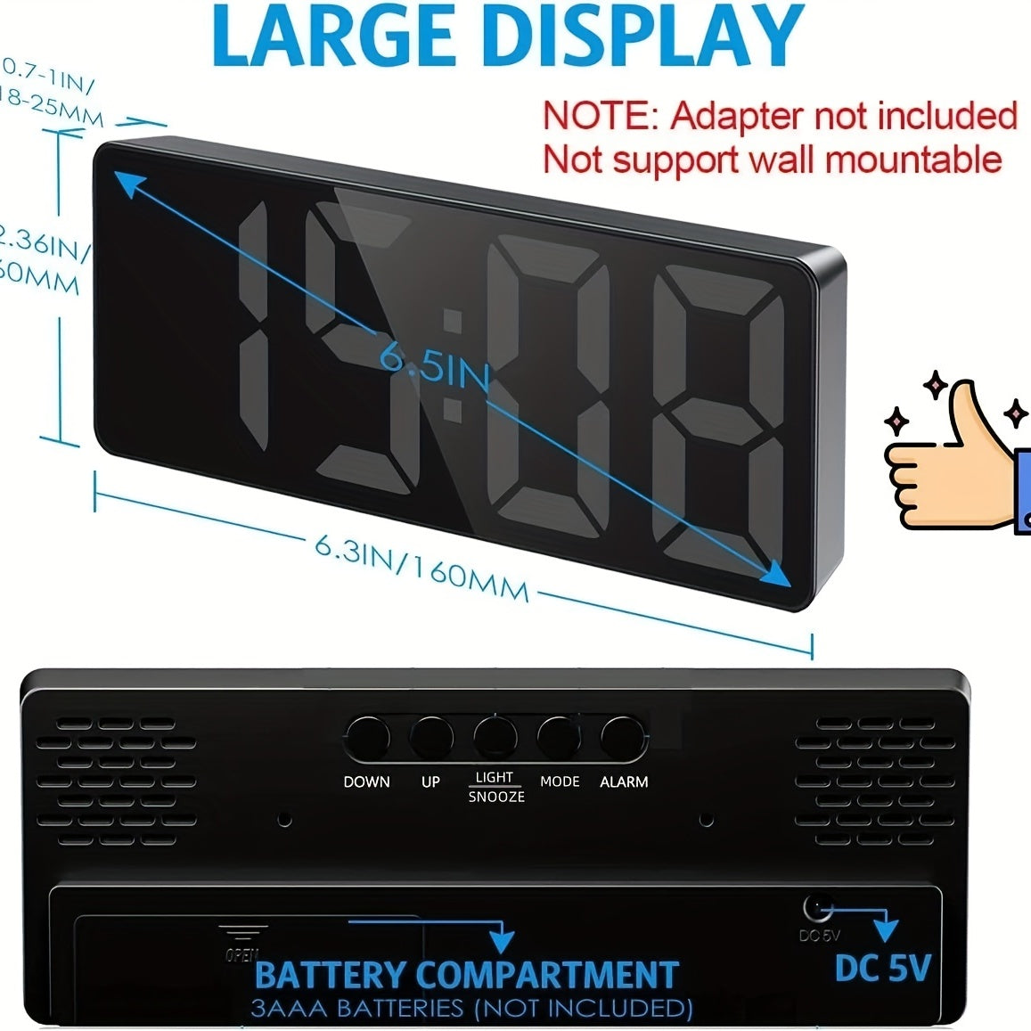 Цифровые будильники HD LED с функцией сна, регулируемой яркостью, отображением температуры, форматом 12/24 часа, USB и батарейными источниками питания - идеально подходят для декора спальни.