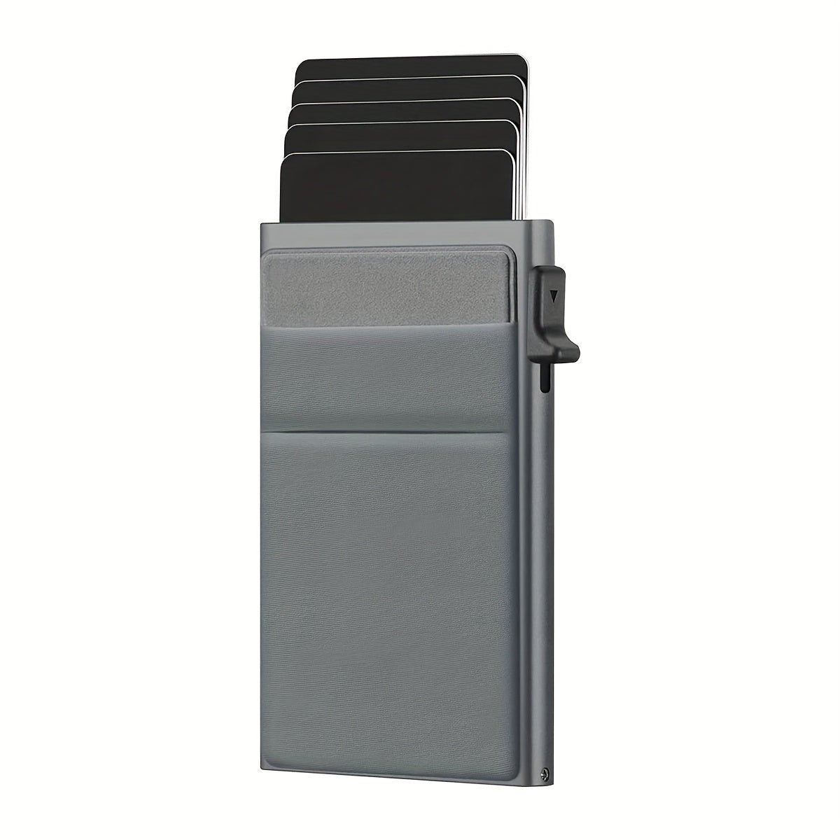 Automatic metal RFID blocking card holder with large capacity, perfect gift for men.