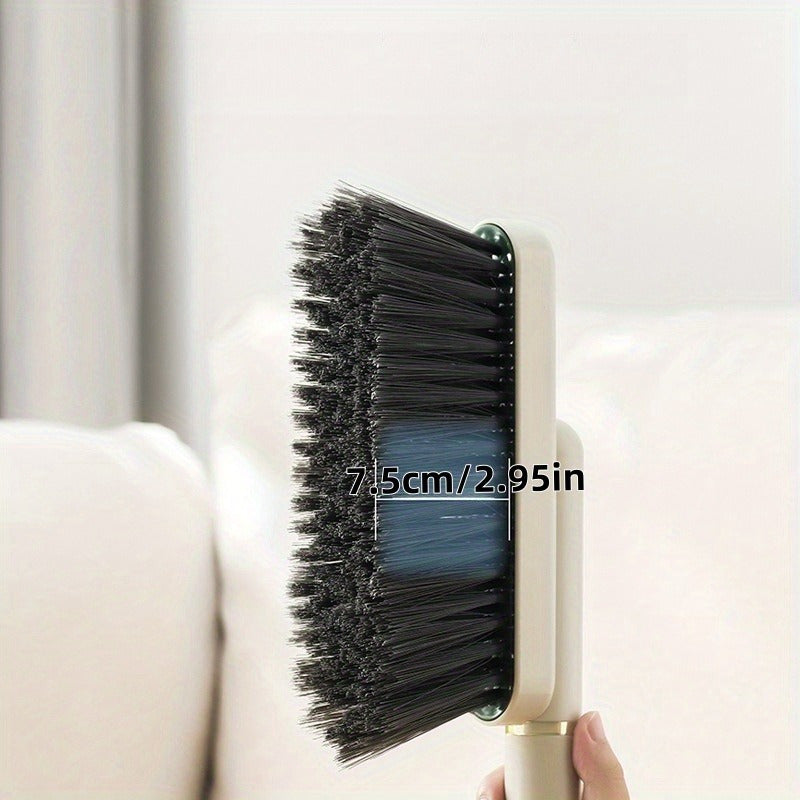 Versatile Soft Bristle Handheld Brush for Clothing, Blankets & Carpets - No Shedding, Small Broom Head for Dual Use - Ideal for Bedroom, Kitchen, Living Room & Car Interior Cleaning.