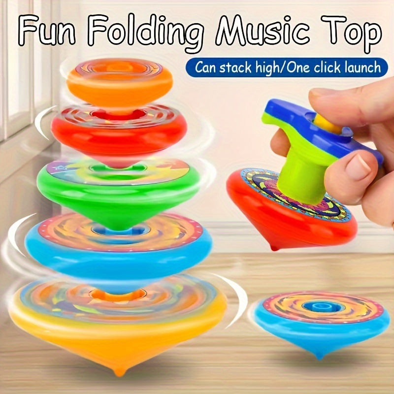 Set of 5 Vibrant Multi-Layer Spinning Tops - Perfect for Stacking and Battle Games