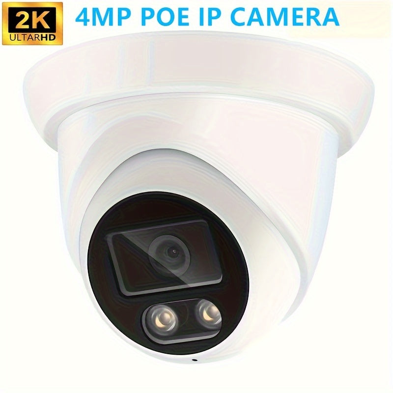 4K/8MP, 6MP, 2K/4MP Dome Camera with audio for indoor and outdoor use. Features POE, H.265 compression, wide 2.8mm lens, and full-color night vision. Compatible with NVR, easy installation