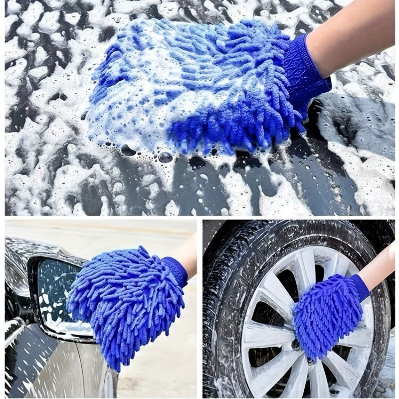 Full car detailing set includes wash mitt, wheel brush, dusting brush, vent cleaning tool, long & short brushes, wax applicator sponge, and duster - non-electric.