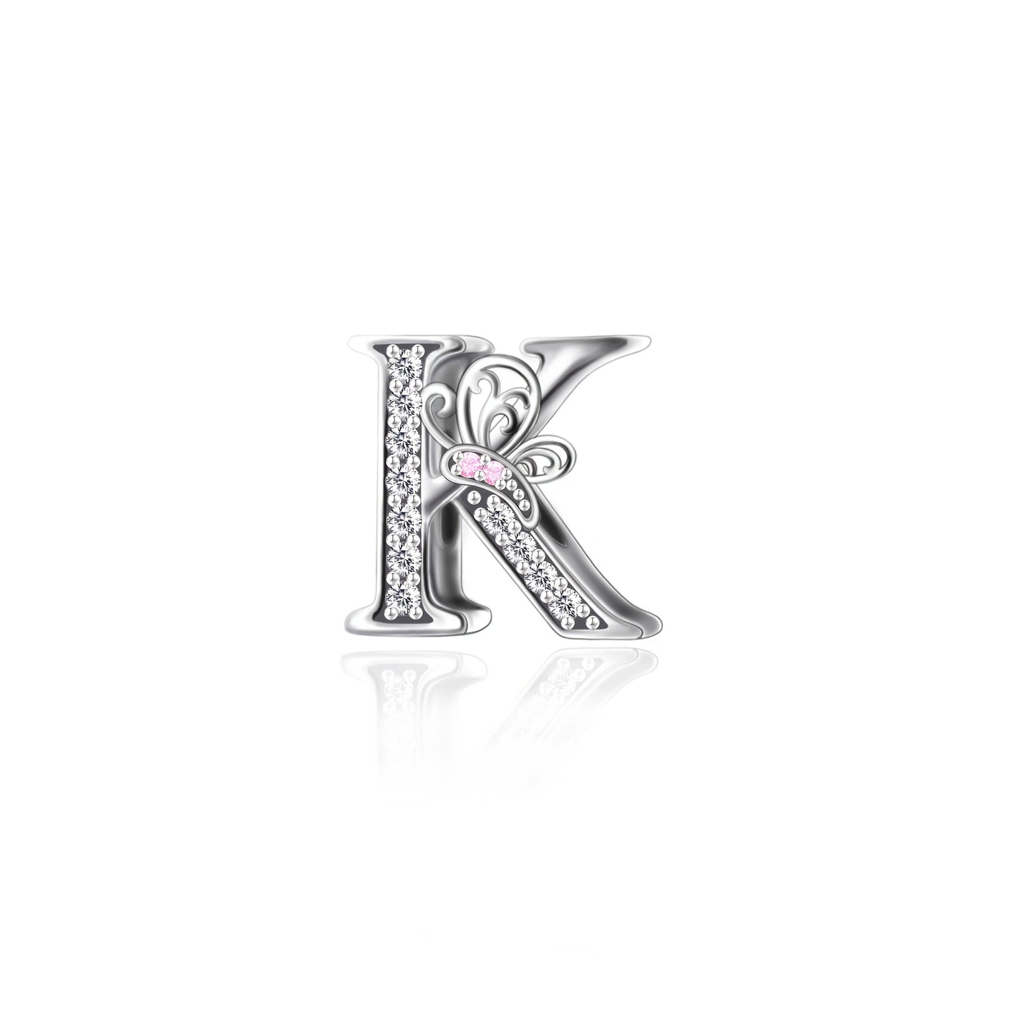 Exquisite 925 Sterling Silver Alphabet and Butterfly Charm Beads with Cubic Zirconia Accents - Great for Crafting Bracelets and Jewelry, Stunning Christmas Present