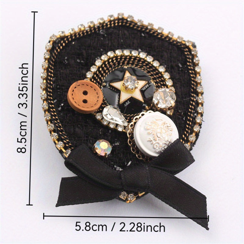 Exquisite Baroque Style Rhinestone Brooch Featuring Imitation Button Design, A Versatile and Luxurious Fashion Accessory Perfect for Clothing, Bags, and Hats