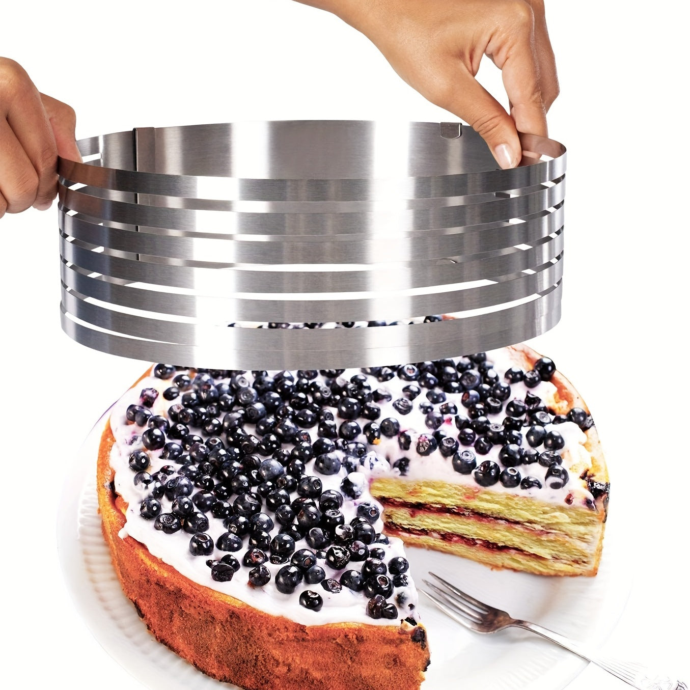 Cake Slicing Tool - Adjustable Stainless Steel Cake Cutter Ring with 7 Levels for Perfect Slices - Two Size Options Available: 15.24-20.32cm or 22.86-30.48cm