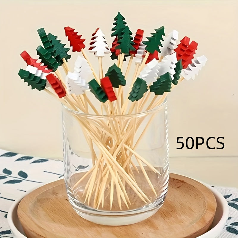 50/100 disposable bamboo picks for Christmas tree fruit, cocktails, art displays, and more.