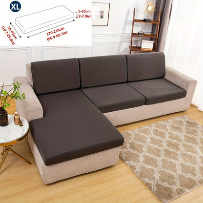 Stretch sofa seat cover to protect living room cushion.