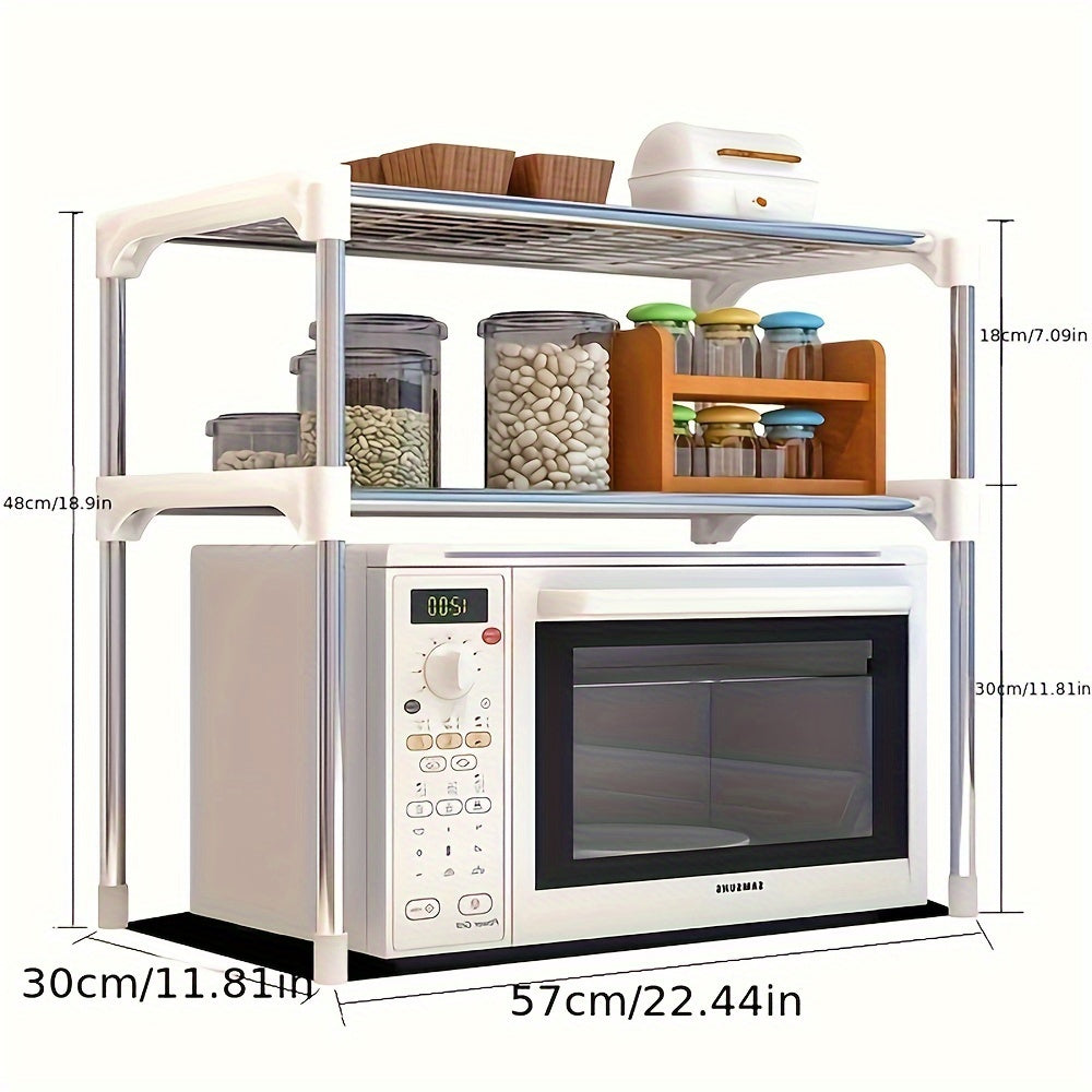 Modern Multi-Layer Kitchen Storage Rack with Metal and PVC Construction, Features Open Shelving Design, Requires Assembly with No Power Needed, Suitable for Countertop, Sink, and Microwave Oven Placement