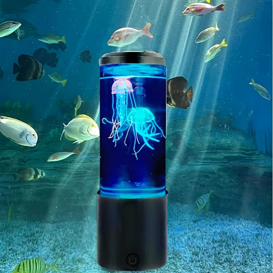 8" светодиодная лампа-джеллиfish с 7-цветным аквариумным светом, USB питание, дистанционное управление и мягкое атмосферное освещение для домашнего или офисного декора.