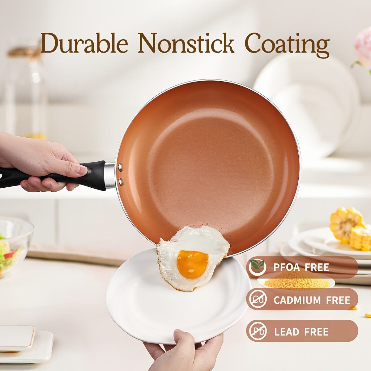 Nonstick Cookware Set of 10 or 15 Pieces, Made of Aluminum, Includes Kitchen Cooking Pots And Pans with Utensils, Features Durable Nonstick Coating, Free of PFOA & Cadmium