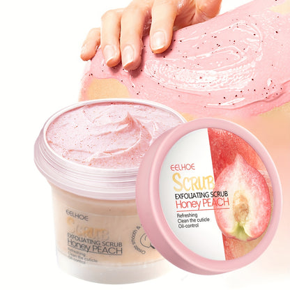 EEHOE Honey Peach Body Scrub Cream (3.53oz) - Deeply cleanses and exfoliates for soft skin. Suitable for all skin types. Contains glycerin.