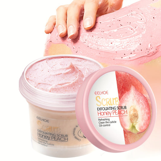 EEHOE Honey Peach Body Scrub Cream (3.53oz) - Yumshoq teri uchun chuqur tozalaydi va eksfoliatsiya qiladi. Barcha teri turlari uchun mos keladi. Glicerin o'z ichiga oladi.