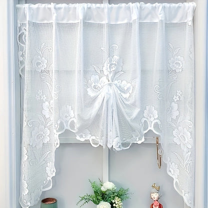 Stylish Floral Lace Sheer Curtain with Rod Pocket for Effortless Hanging, Ideal for Enhancing Living Room and Bedroom Décor