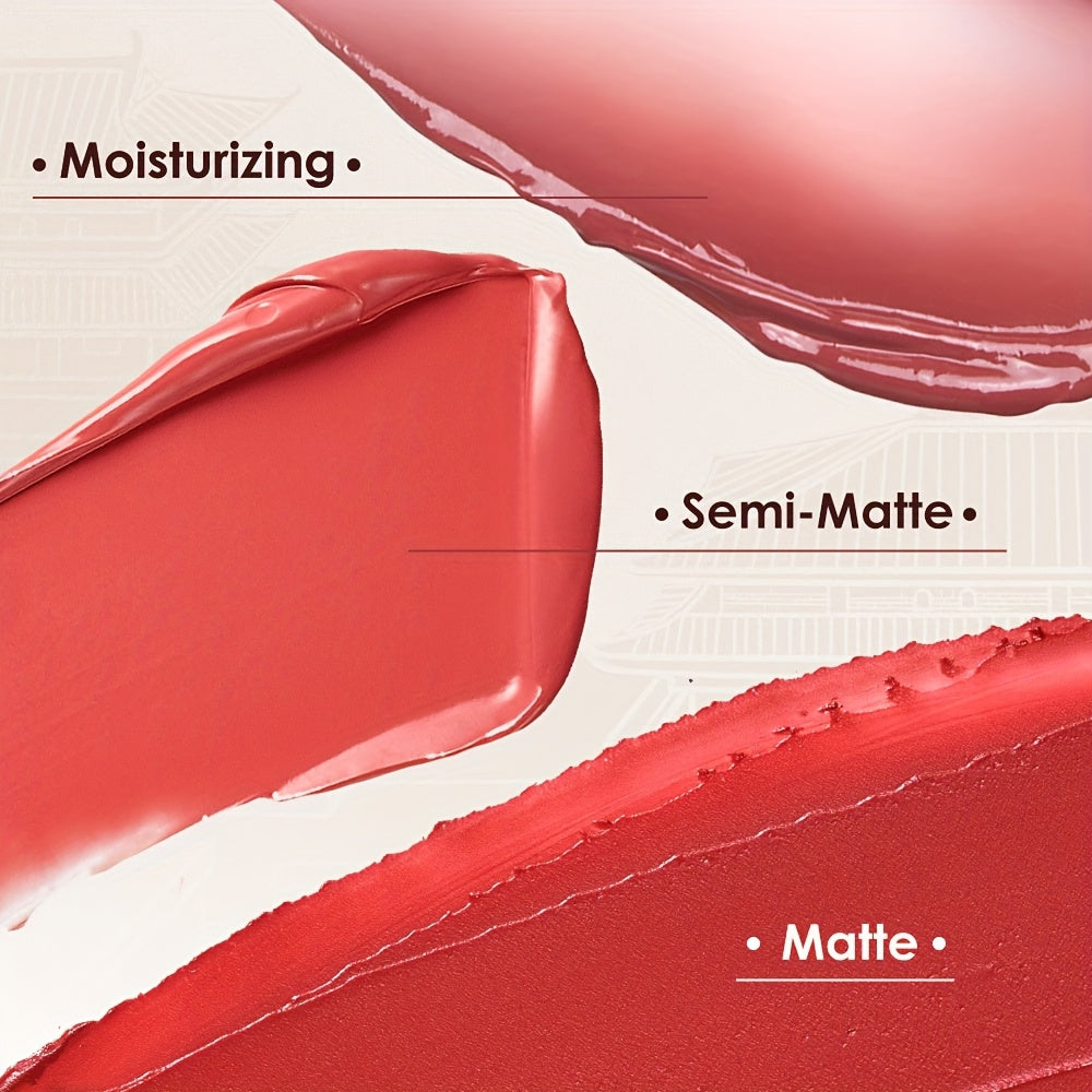 CATKIN Red Carving Matte Lipstick with Waterproof Long-Lasting Satin Finish for Smooth Red and Nude Lips.