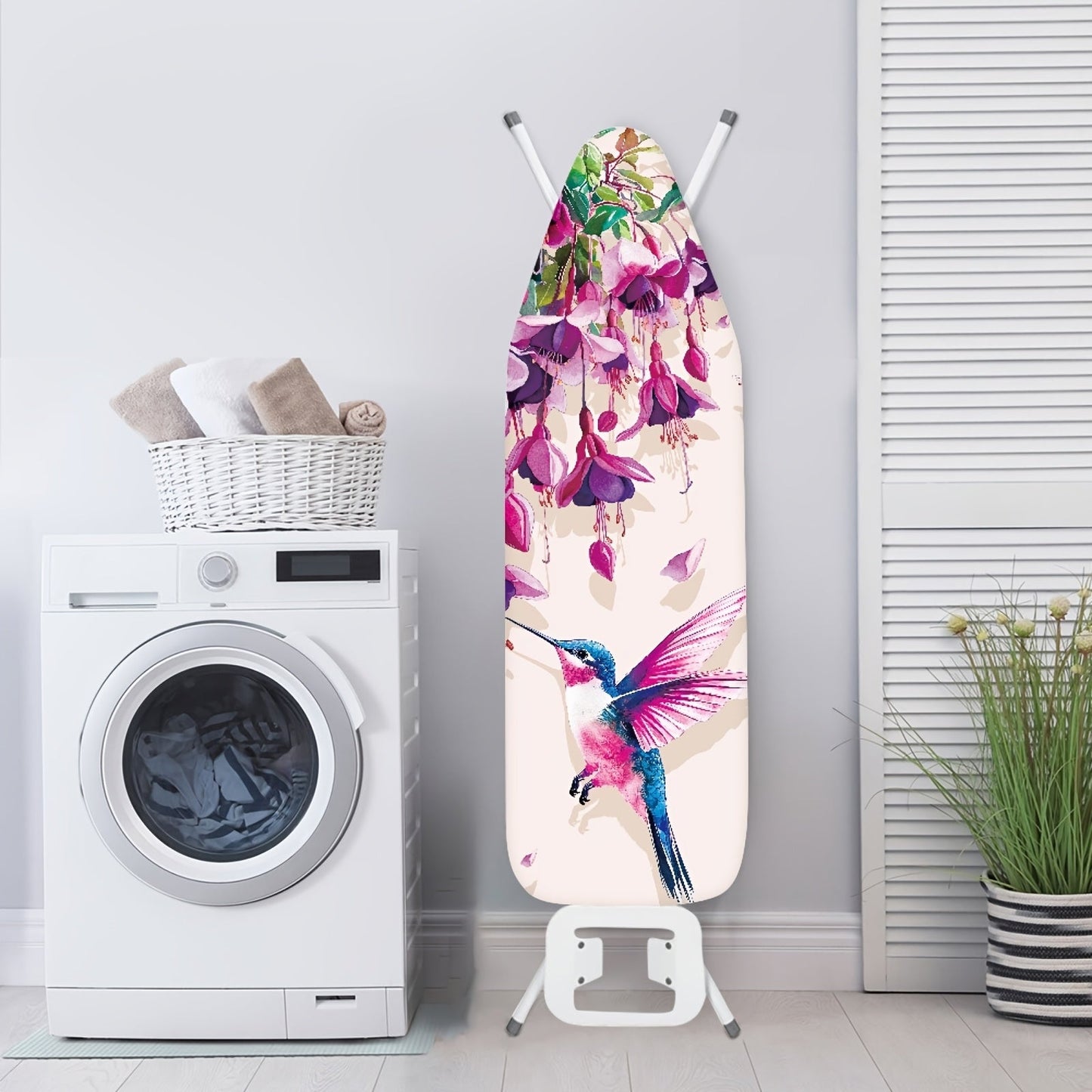 Ironing will be a breeze with our Floral Hummingbird Theme Ironing Board Cover. This cover is not only easy to install, but also features elastic edges and 3 fasteners to keep it securely in place while you work. Plus, it is machine washable for easy