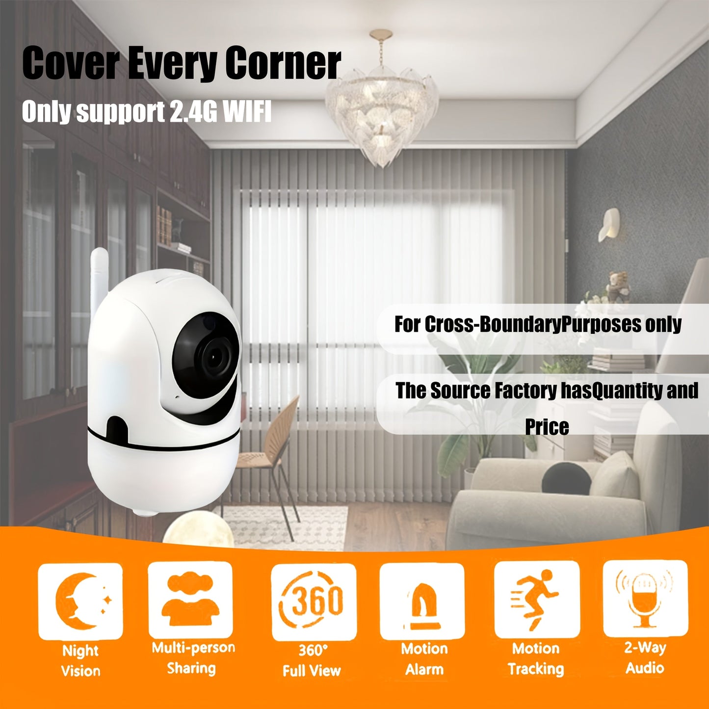 Wireless Security Camera with Night Vision & Two-Way Audio, 1080P HD - USB Powered, Simple Self-Adhesive Installation for Home Safety, Pet Monitoring. Does not Include Memory Card. Portable and Non-Waterproof for Youngsters.