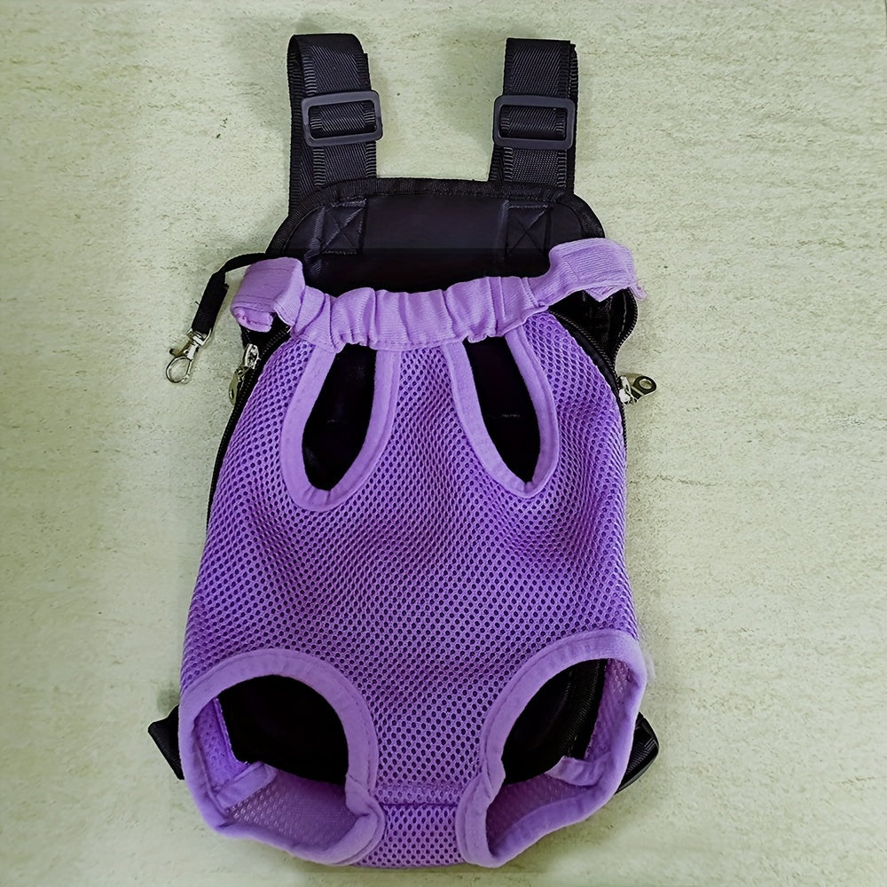 Pet backpack for small dogs and cats with breathable mesh, comfort straps, and a zippered carrier.