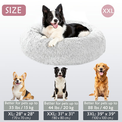 Cozy round pet bed for dogs, ideal for autumn and winter indoor sleeping.