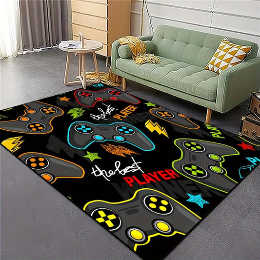 Game Controller Print Area Rug for 1 pc, with Anti-fatigue Floor Carpet and Stain-resistant Kitchen Rug. Also features a Quick Dry Absorbent Bath Mat, Entrance Welcome Doormats, and can be used in the Living Room, Bedroom, Hallway, Laundry Room, or