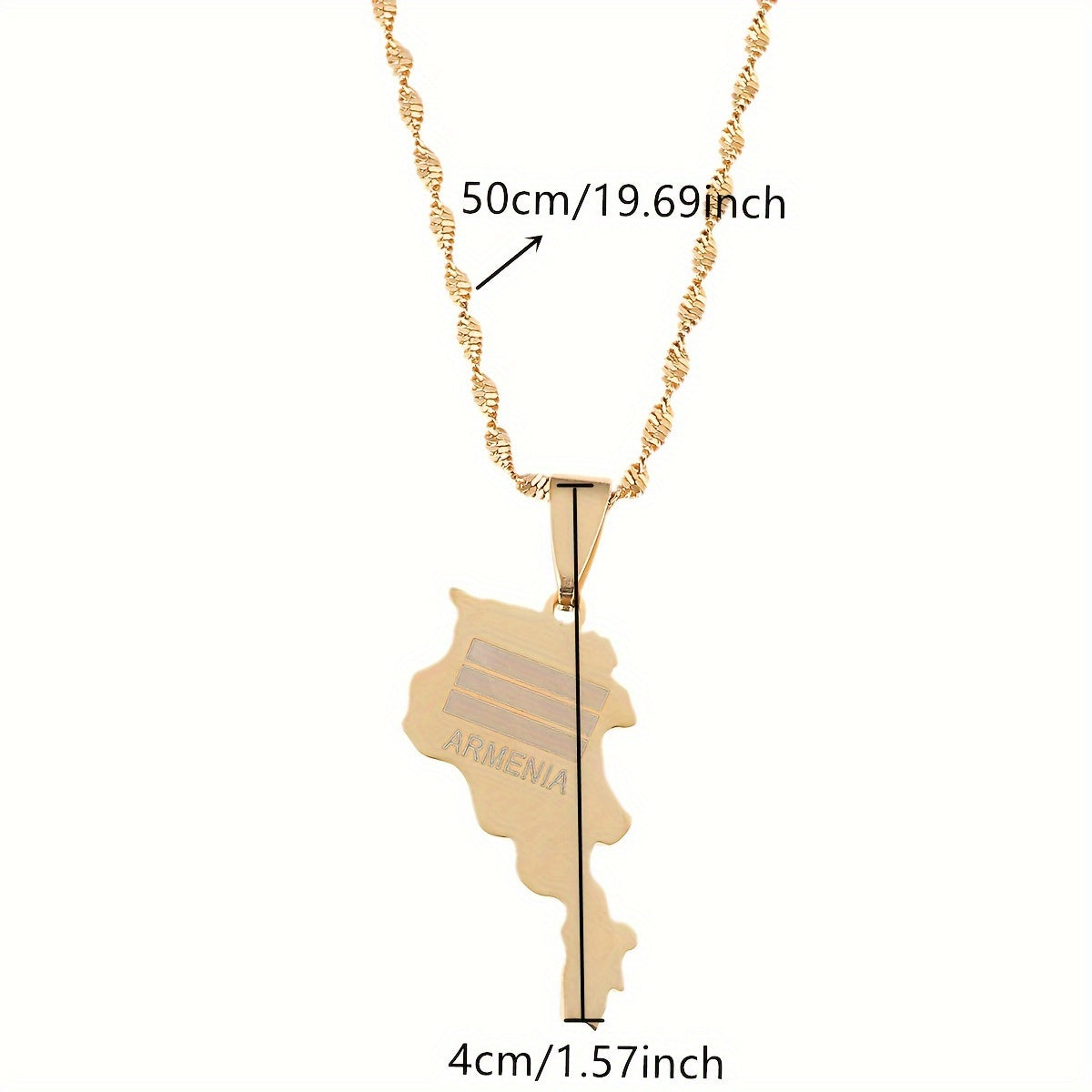 Armenia Pendant Necklace in Gold-Tone Stainless Steel, Stylish National Charm Jewelry, Minimalistic Ethnic Design, Versatile Unisex Fashion Accessory for Everyday and Special Occasions, Year-Round Must-Have Accessory.