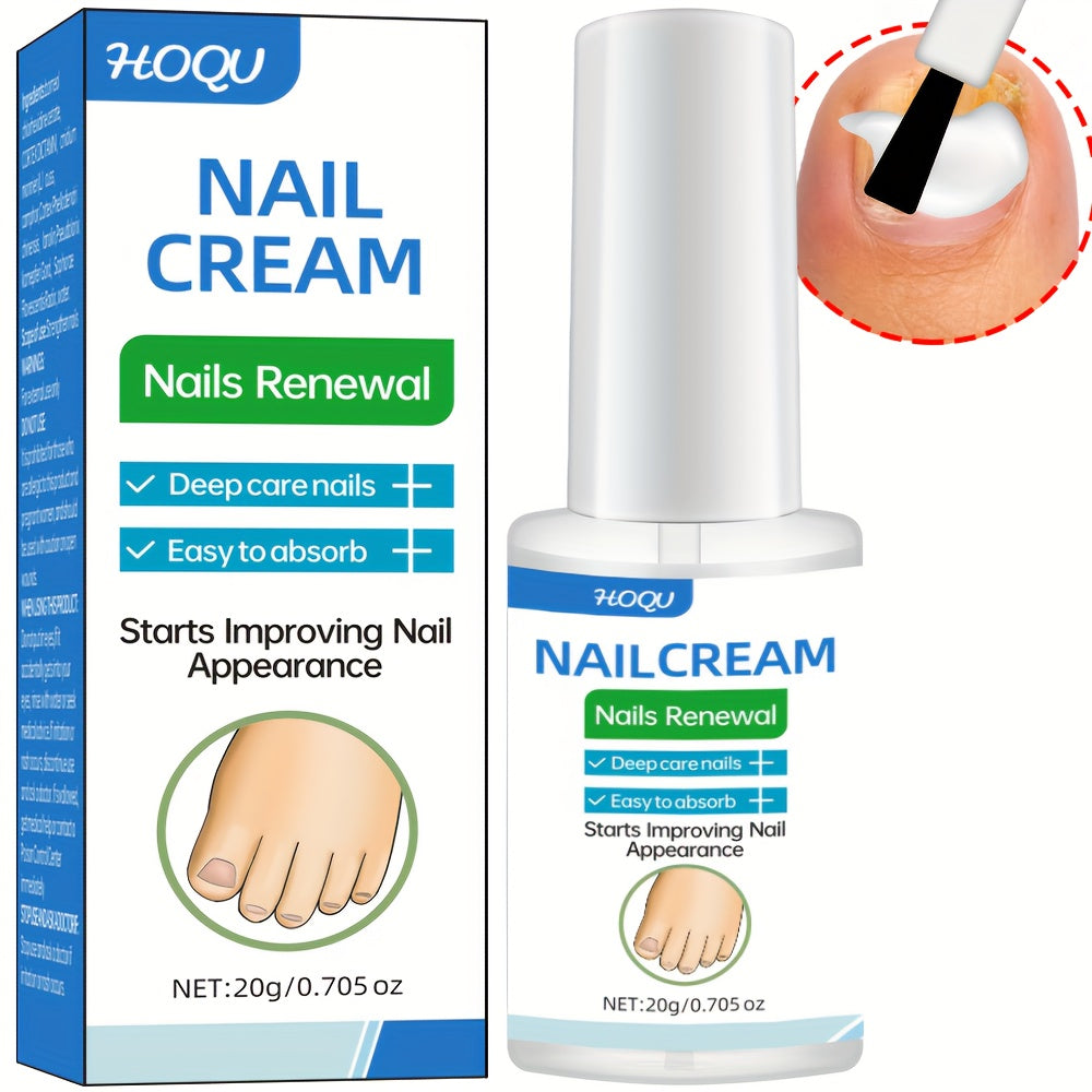 HOQU Nail Renewal Cream: Strong formula for discolored, thick, yellowed nails, Alcohol-free, revitalizes, strengthens, and prevents reinfection.