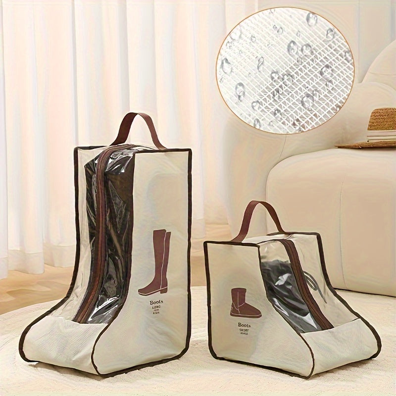 Convenient Boot Storage Bag with Handle - Clear, Dustproof & Water-Resistant Shoe Cover for Tall and Short Boots - Easy-to-Carry Lightweight Design