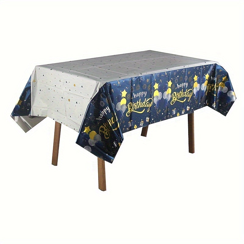 Happy Birthday Aluminum Table Runner, 54”×72” for Birthday Party