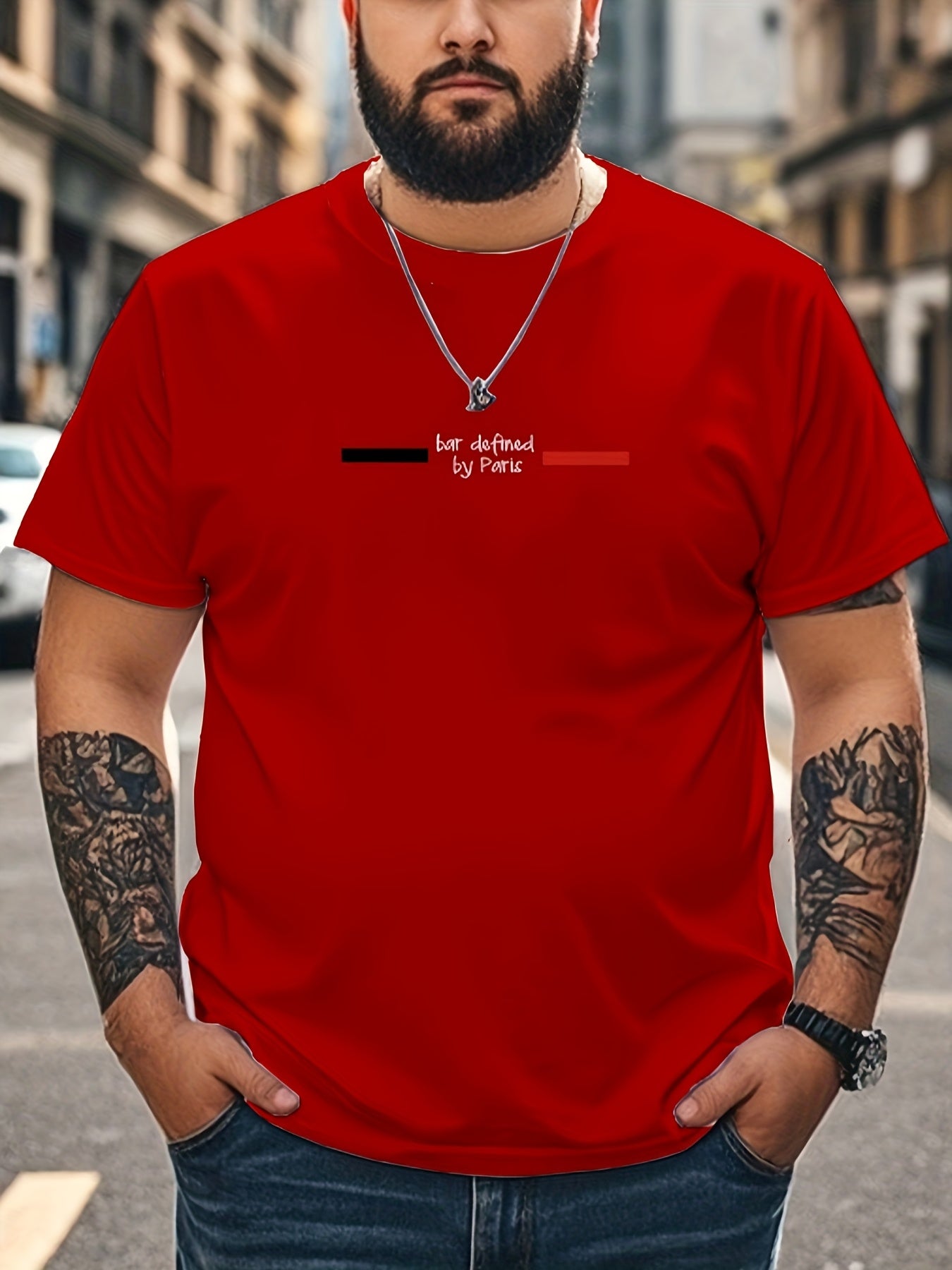 Plus size men's printed t-shirt, perfect for outdoor and party wear.