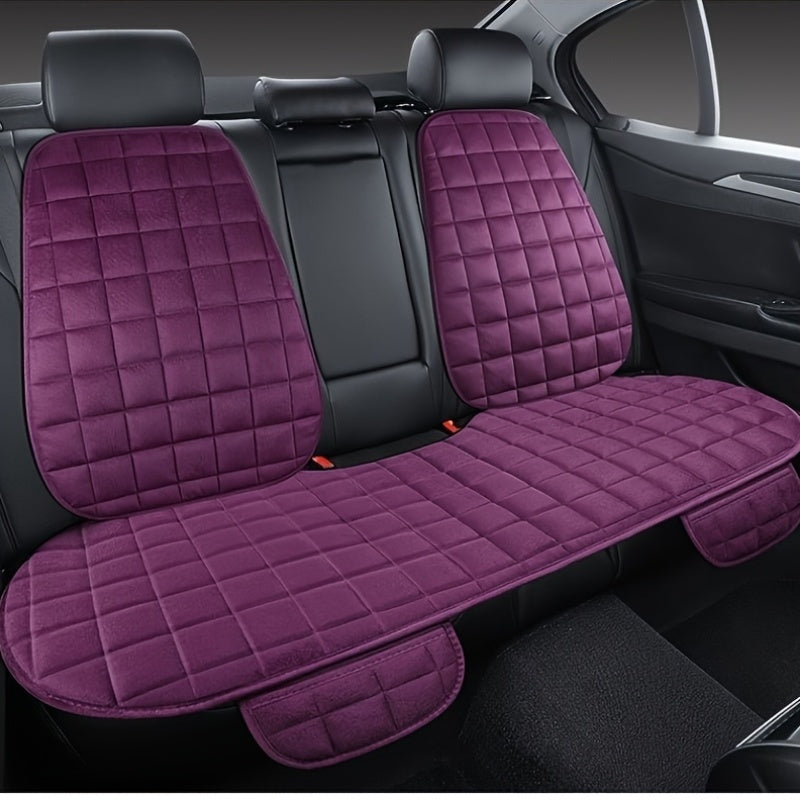 Velvet plush car seat covers with breathable protective pads for universal car interior.