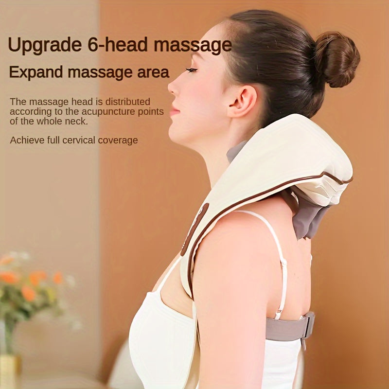 Wireless Heated Neck, Shoulder Massager with Deep Tissue Kneading, USB Rechargeable